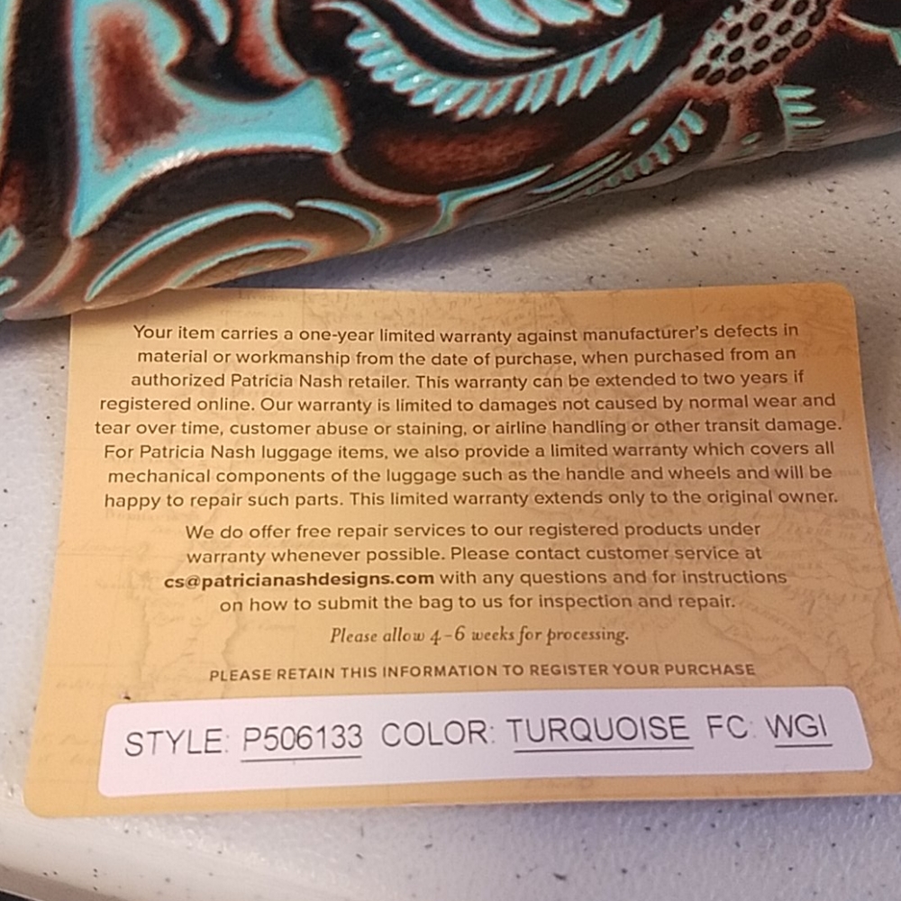 Patricia Nash isla tooled turquoise NWT - Picture 8 of 8